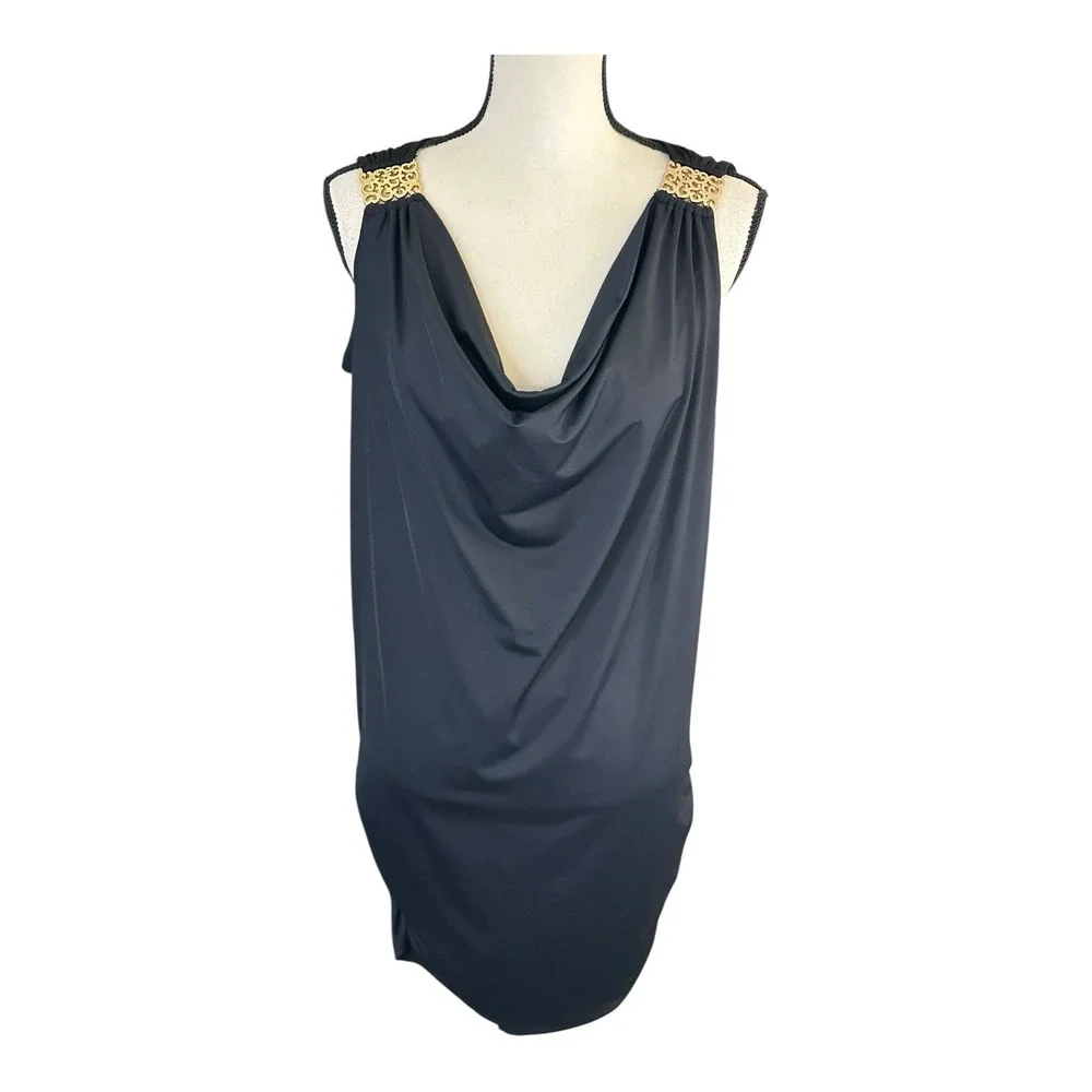CARMEN‎ MARC VALVO Swim Dress Women's Sz M Black Ruched Beach Resort Cruise